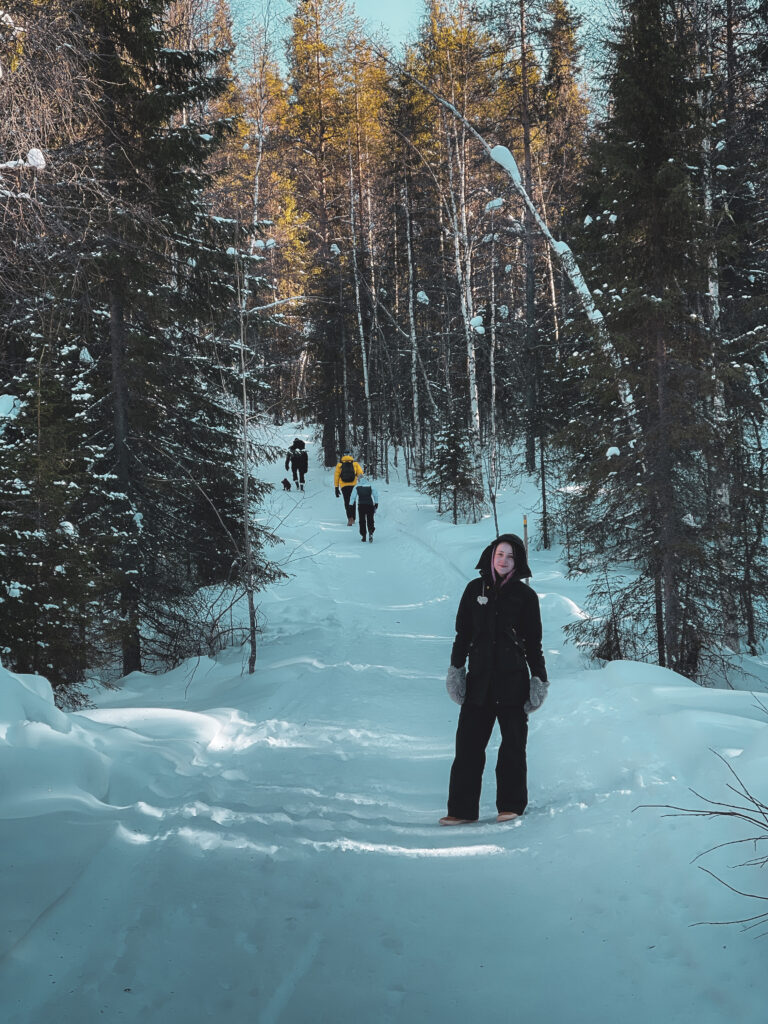 hiking in winter in lapland