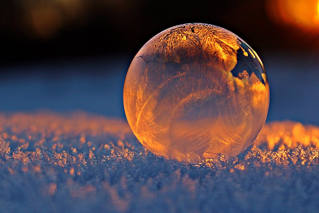 Clear Glass Sphere, frozen bubble, Activities for When It’s Too Cold