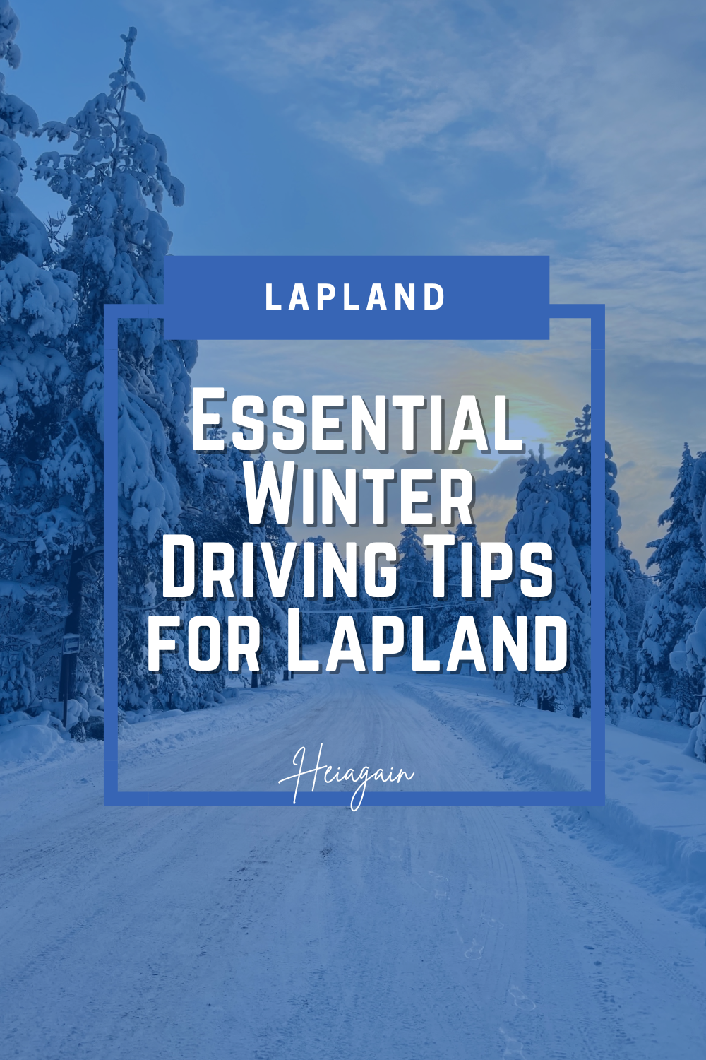 Car driving safely on snowy and icy roads in Lapland, Finland with winter tires, snow-covered landscapes, and Arctic weather conditions.