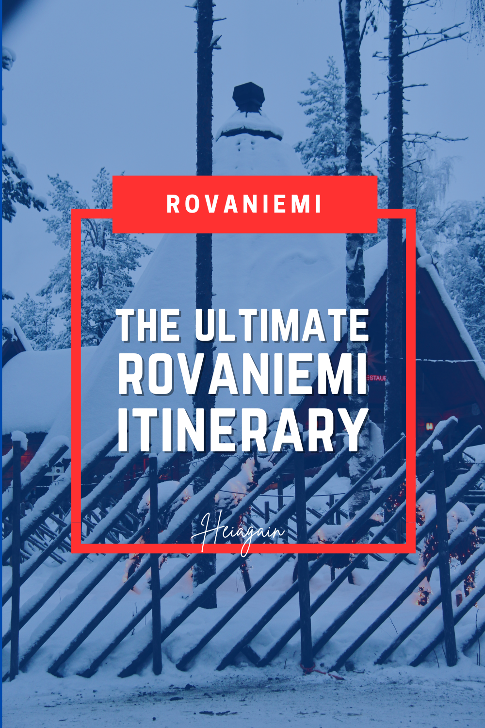 Rovaniemi Lapland travel itinerary map showing Santa Claus Village, the Arctic Circle, and nearby winter attractions in Finland.