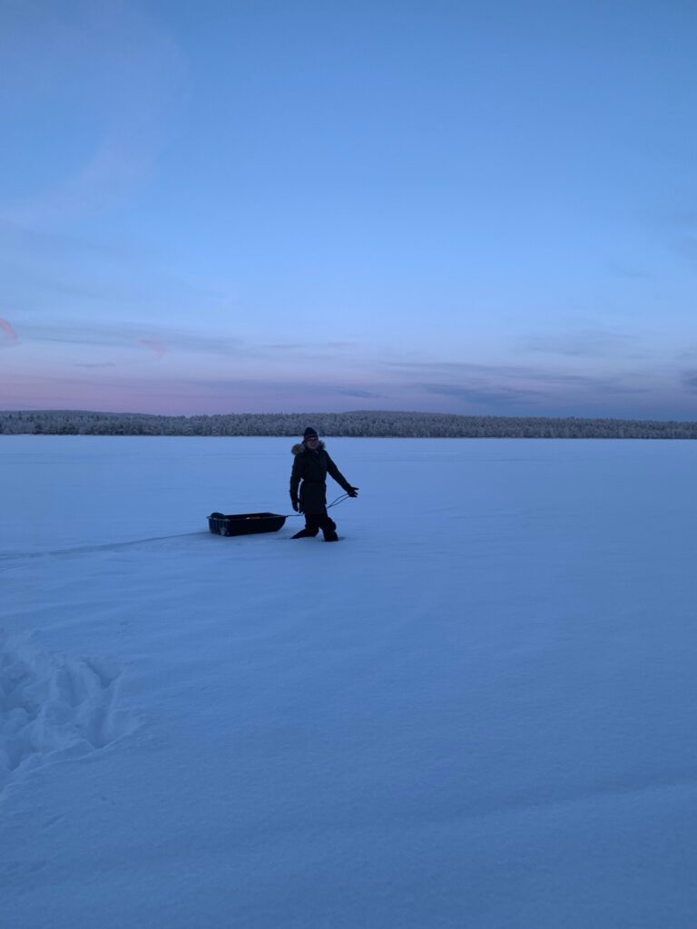 Snowy winter activity in Finnish Lapland nature