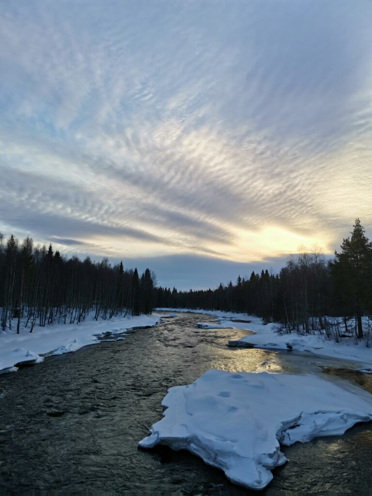 Bright winter daylight in Lapland during February and March