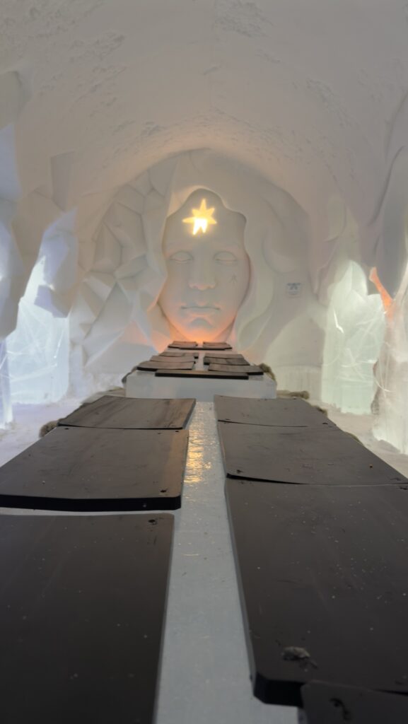 snowhotel and snow restaurant in rovaniemi