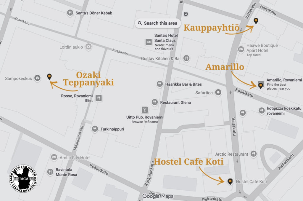Lunch Restaurants Rovaniemi Map