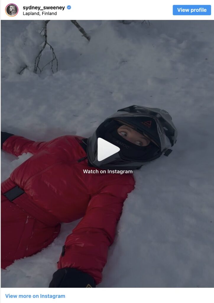 Sydney Sweeney in Lapland, Celebrities in lapland
