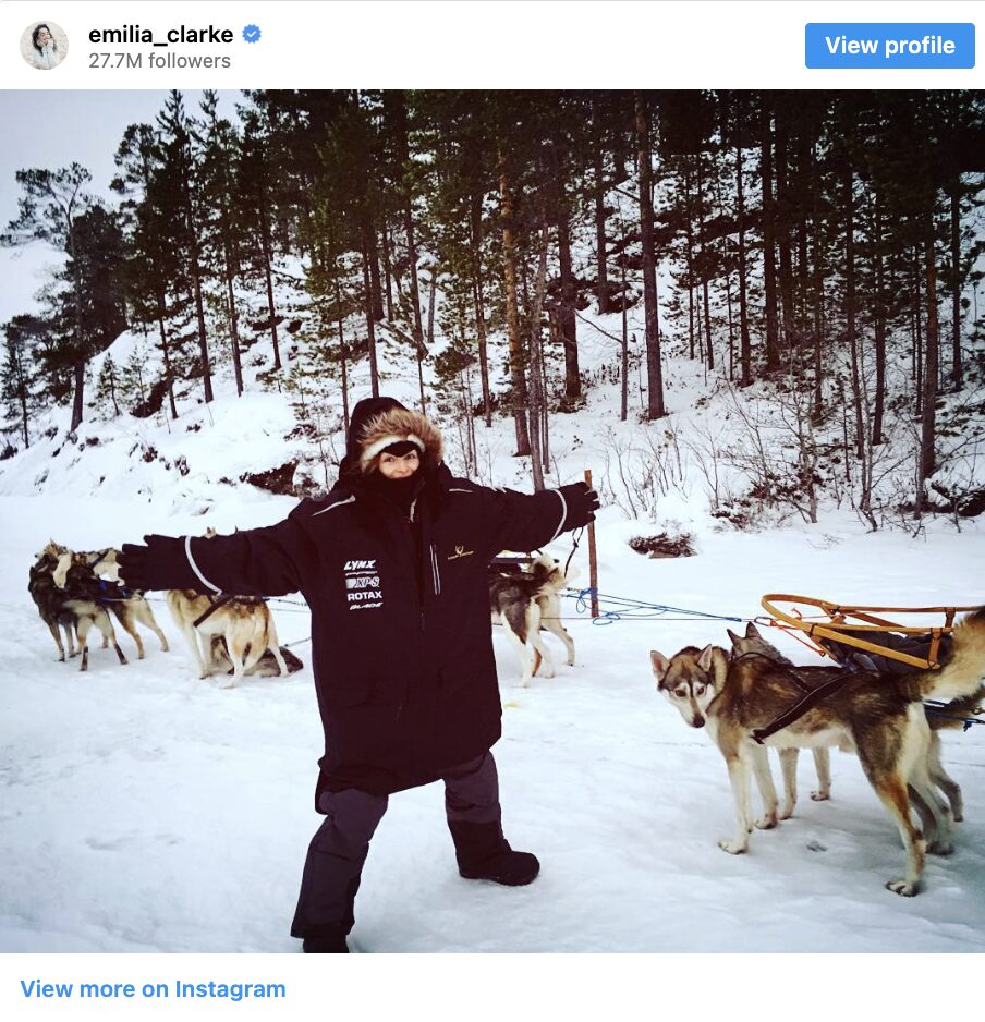 Emilia Clarke in Lapland, Celebrities in lapland
