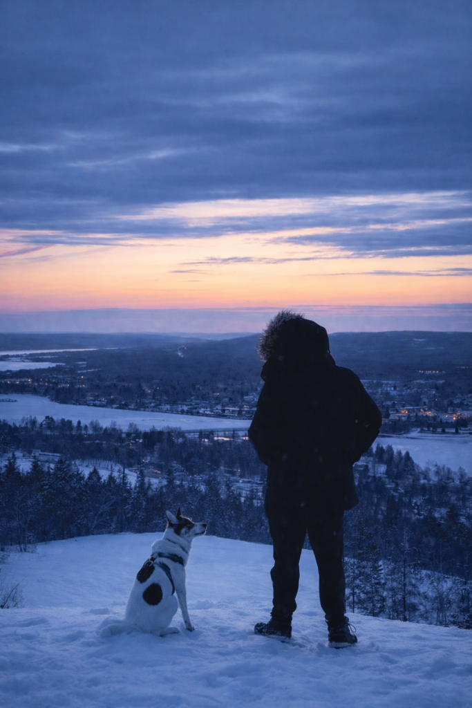 Silent winter environment in Lapland emphasizing space and calm
